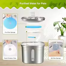 stainless steel pet water fountain motion sensor pump filter dispenser UK Happy Furry