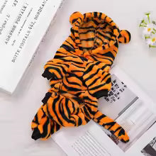 Warm Fleece Lined Hooded Dog Jacket Cute Cartoon Tiger Design for Teddy Bichon Pet Cats And Dogs Clothing Casual Style