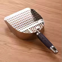 Stainless Steel Cat Litter Scoop Deep Shovel Sturdy Mesh Pet Waste Shovel Long Handle Comfortable Grip Cat Poop Sifting Tool