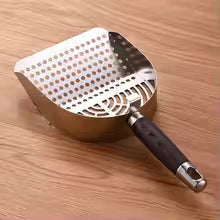 Stainless Steel Cat Litter Scoop Deep Shovel Sturdy Mesh Pet Waste Shovel Long Handle Comfortable Grip Cat Poop Sifting Tool