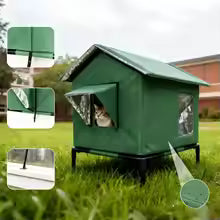 All-Weather Outdoor Cat House Insulated Winter Warm Shelter With Waterproof Elevated Base For Feral Stray Cats And Small Dogs