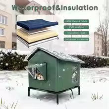 outdoor insulated cat shelter waterproof elevated base all weather stray cats UK Happy Furry