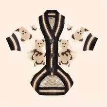 Dog Sweaters for Small Dogs Cute Bear Cardigan Pet Coat Autumn Winter Striped Puppy Clothes Dog Warm Knitted Jacket Dog Pullover