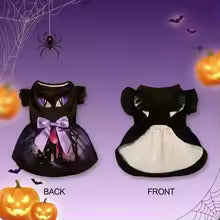 Halloween Black Cat Eyes Dog Tutu Dress Purple Satin Bow Puppy Girl Princess Skirt Pet Cosplay Costume For Small Medium Dogs Cat