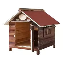 Solid Wood Outdoor Dog Kennel Wooden Large Hut Antiseptic Cat House Cage Dog House All Seasons Dog Villa
