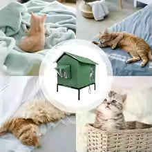 All-Weather Outdoor Cat House Insulated Winter Warm Shelter With Waterproof Elevated Base For Feral Stray Cats And Small Dogs