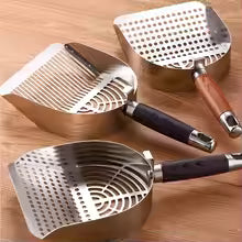 Stainless Steel Cat Litter Scoop Deep Shovel Sturdy Mesh Pet Waste Shovel Long Handle Comfortable Grip Cat Poop Sifting Tool
