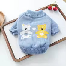 premium bear cardigan dog sweater striped knitted pullover autumn winter UK Happy Furry