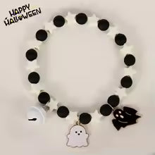 Halloween Cat Collar Pearl Necklace Cute Pumpkin Pet Jewelry Bell Pendant Kitten Costume Accessories Fashion Party Decoration