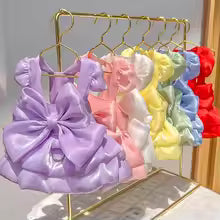 Solid Color Cat Dog Dresses with D-ring for Small Dogs Chihuahua Pomeranian Puppy Summer Pet Clothes vestidos para perritas