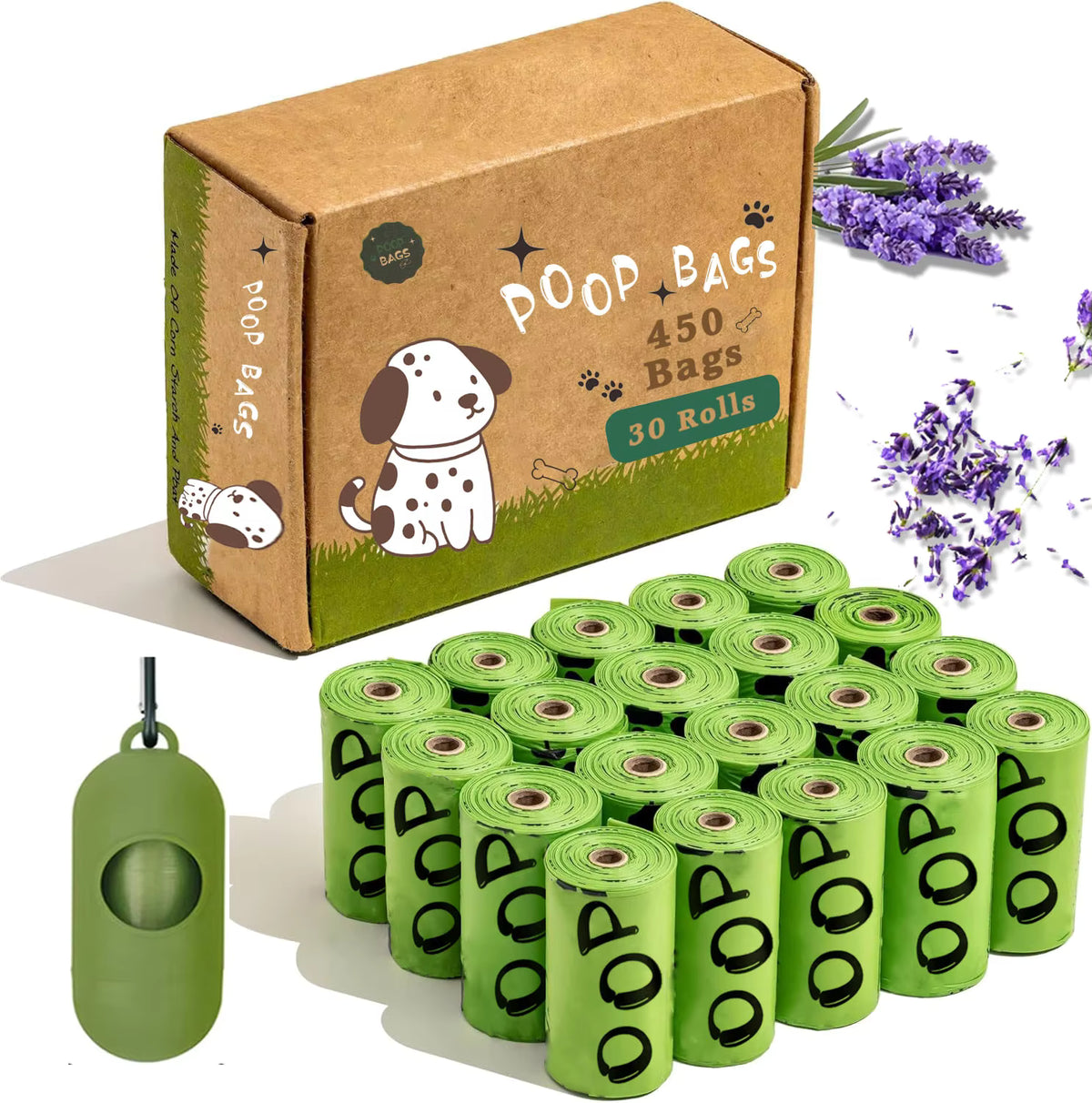 EPI biodegradable dog poop bags lavender scented extra thick leakproof dispenser UK Happy Furry