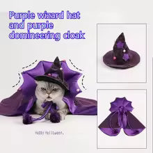 premium purple halloween witch cloak costume soft hat dog cats cosplay UK Happy Furry