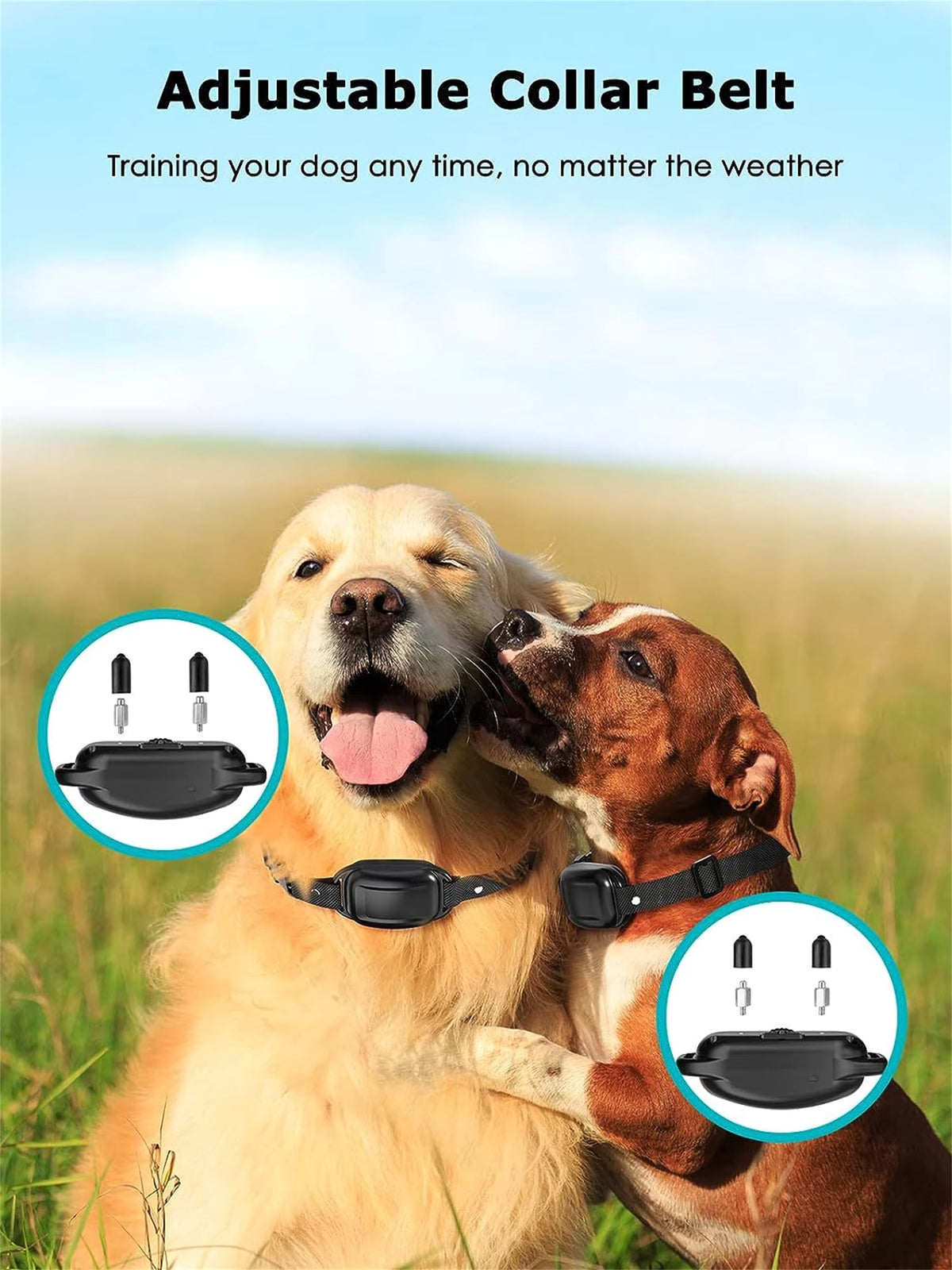 Remote Dog Training Collar Beep Vibration Dual Channel 1000ft IP67 Waterproof Rechargeable LCD Display Adjustable Pet Supplies