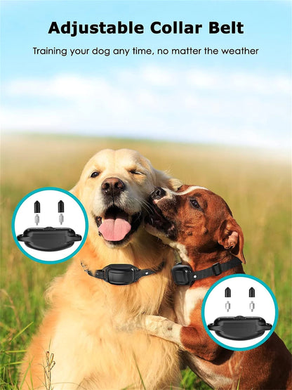 Remote Dog Training Collar Beep Vibration Dual Channel 1000ft IP67 Waterproof Rechargeable LCD Display Adjustable Pet Supplies