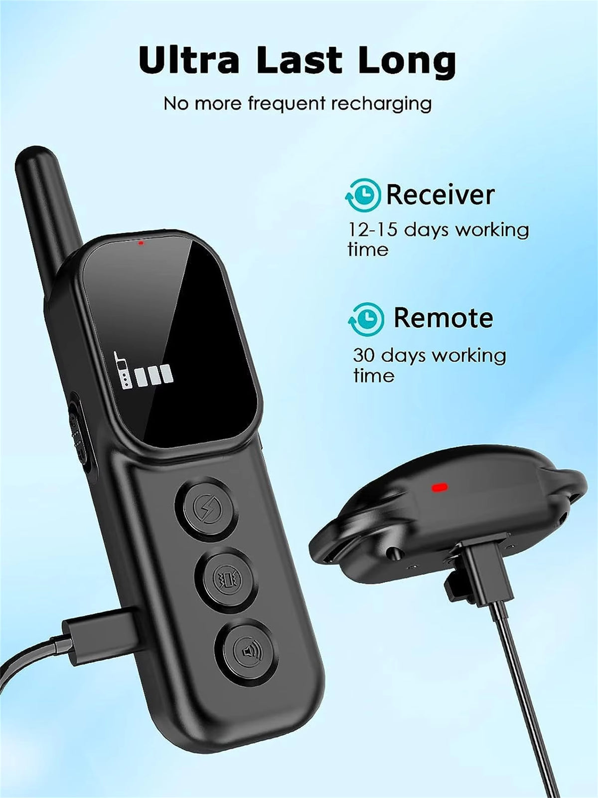 Remote Dog Training Collar Beep Vibration Dual Channel 1000ft IP67 Waterproof Rechargeable LCD Display Adjustable Pet Supplies