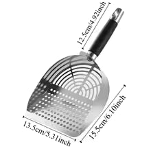 Stainless Steel Cat Litter Scoop Deep Shovel Sturdy Mesh Pet Waste Shovel Long Handle Comfortable Grip Cat Poop Sifting Tool