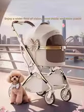 premium foldable 4 wheel lightweight pet stroller small dog cat walker UK Happy Furry
