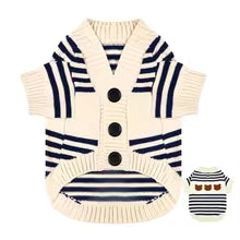 Dog Sweaters for Small Dogs Cute Bear Cardigan Pet Coat Autumn Winter Striped Puppy Clothes Dog Warm Knitted Jacket Dog Pullover