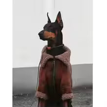 fleece lined leather dog winter jacket vintage outerwear medium large breeds UK Happy Furry