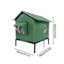 All-Weather Outdoor Cat House Insulated Winter Warm Shelter With Waterproof Elevated Base For Feral Stray Cats And Small Dogs