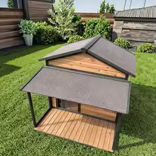 Wooden Dog Kennel Eco-Friendly Villa Style Solid Pattern Button Closure Outdoor Kennels for Dogs