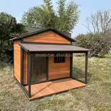 premium eco friendly wooden dog kennel villa style button closure outdoor UK Happy Furry