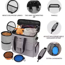 Large 6 PCS Airline Approved Dog Travel Bag Set Weekend Pet Travel Organizer with Multi-Function Pockets for Supplies