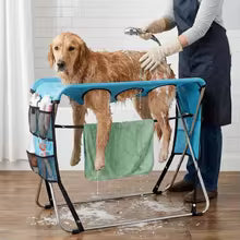 Folding Pet Grooming Hammock Anti-Scratch Multi Hole Dog Grooming Table Quick Dry Mesh Detachable Cat Nail Clipping Holder