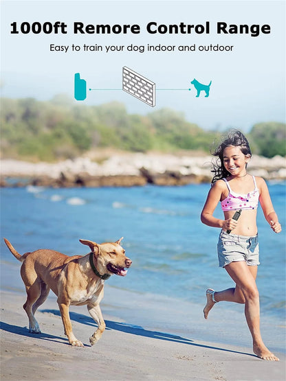 Remote Dog Training Collar Beep Vibration Dual Channel 1000ft IP67 Waterproof Rechargeable LCD Display Adjustable Pet Supplies