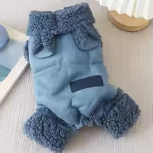 Cozy Thicken Four Legged Dog Clothes Warm Fur Collar Dog Jacket Coat Plush Dog Jumpsuit Winter Season