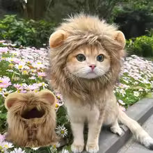 funny cosplay lion head mask cat dress up wig hat halloween pet UK Happy Furry