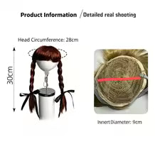 Cute Double Braided Pet Wig Hat Washable Cosplay Headwear Soft Decor Accessory For Small Dogs Cats Party Costume Props