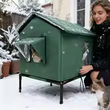 all weather insulated cat house waterproof elevated base shelter stray cats UK Happy Furry