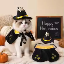 premium halloween witch costume set black cape hat small medium dogs cosplay UK Happy Furry