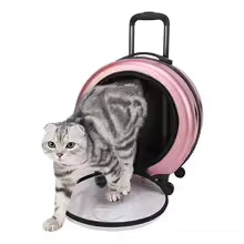 premium transparent pet trolley case rolling cat carrier airline approved UK Happy Furry