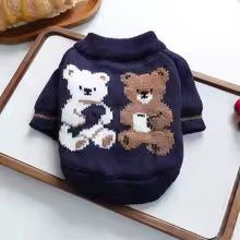 cute bear cardigan dog sweater striped knitted pullover small dogs winter UK Happy Furry