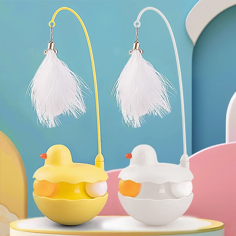 tumbler cat toy feathered self amusing boredom busting kitten accessory UK Happy Furry
