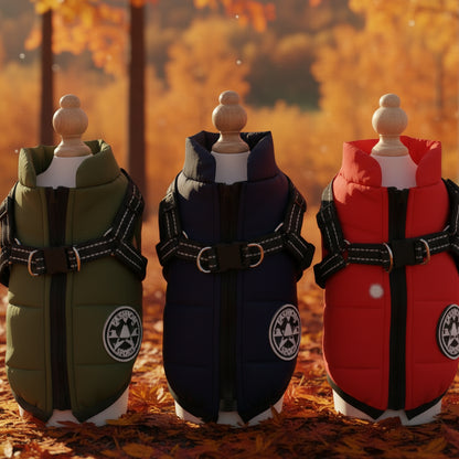premium waterproof dog coat integrated harness warm winter jacket Happy Furry UK