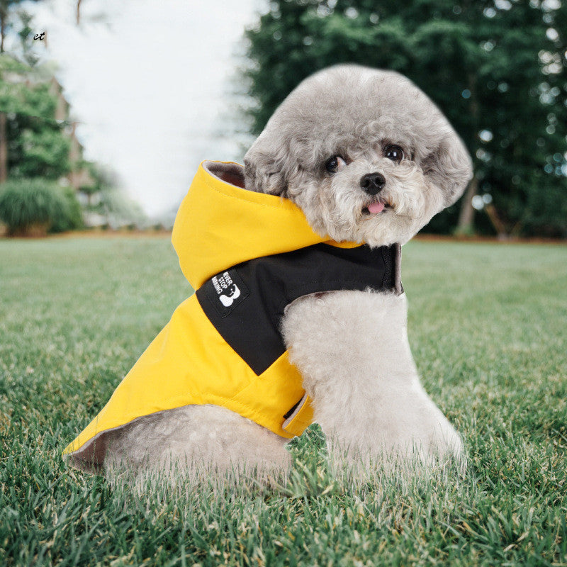 colour contrast patchwork dog raincoat waterproof stylish UK Happy Furry