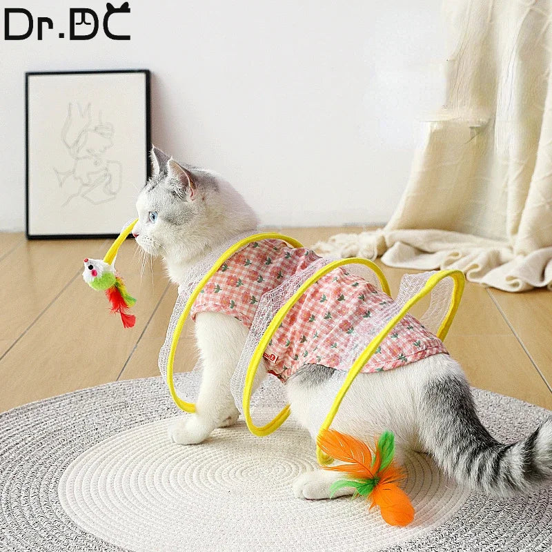 folded S type cat tunnel spring mouse interactive kitten toy UK Happy Furry