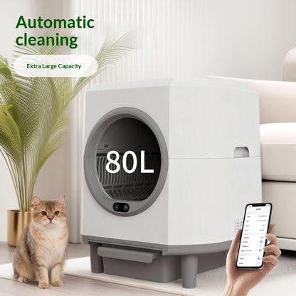 smart electric cat litter box 80L large self cleaning UK Happy Furry