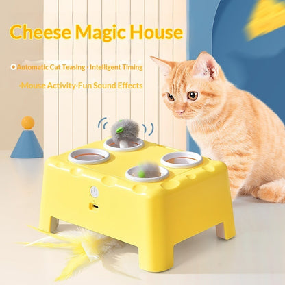 3 in 1 cheese house smart cat toy UK Happy Furry
