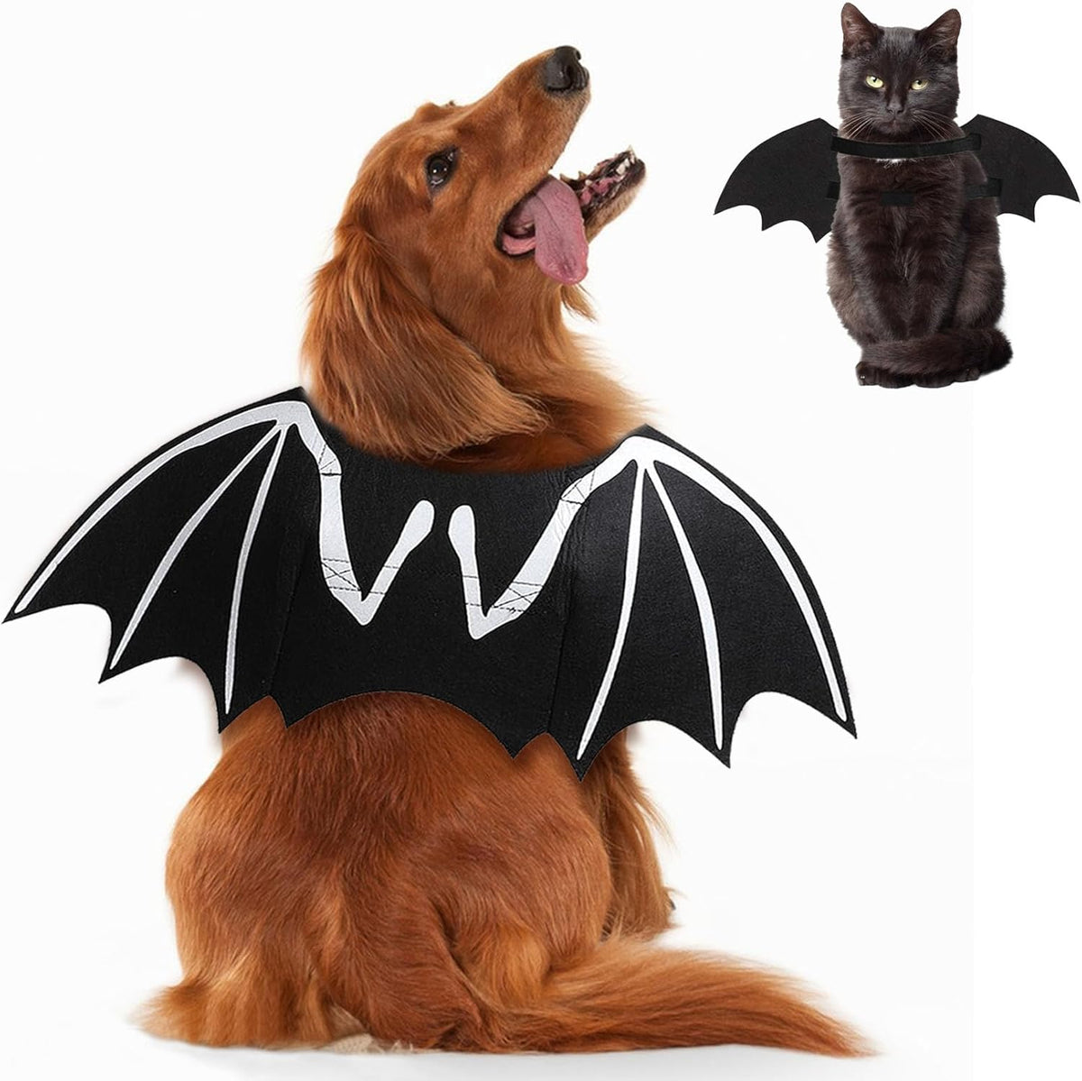 luminous skeleton bat wings dog halloween cosplay costume cats dogs UK Happy Furry