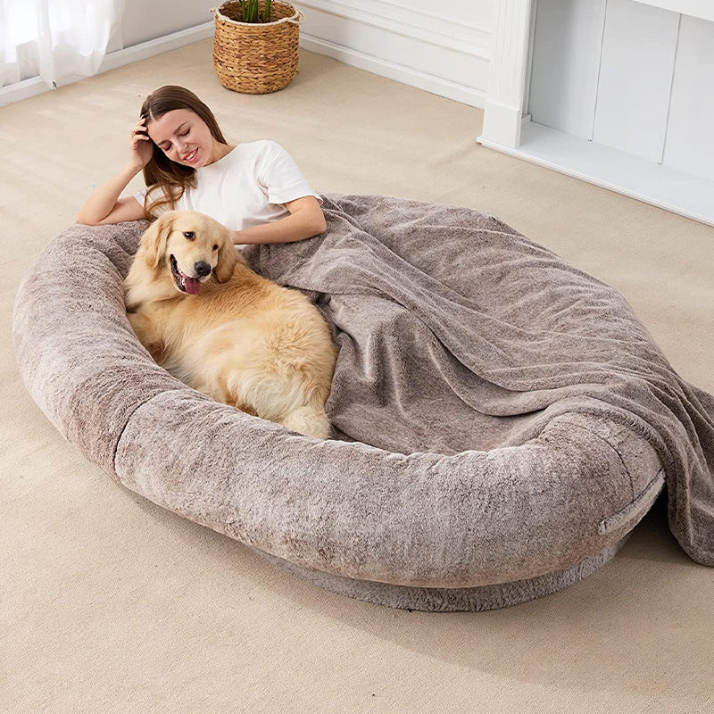 large human short plush dog bed oversized UK Happy Furry