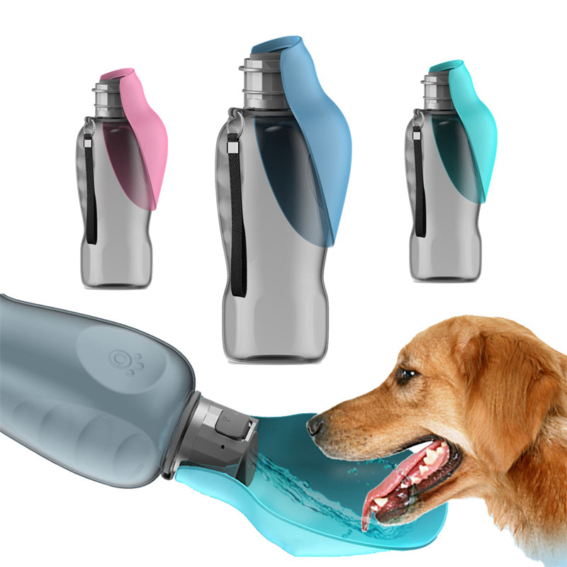 Happy Furry UK 800ml Portable Leakproof Dog Water Bottle with Foldable Drinking Bowl.