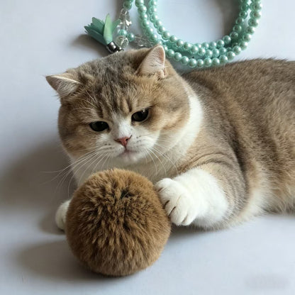 natural rabbit fur ball kitten toy UK Happy Furry
