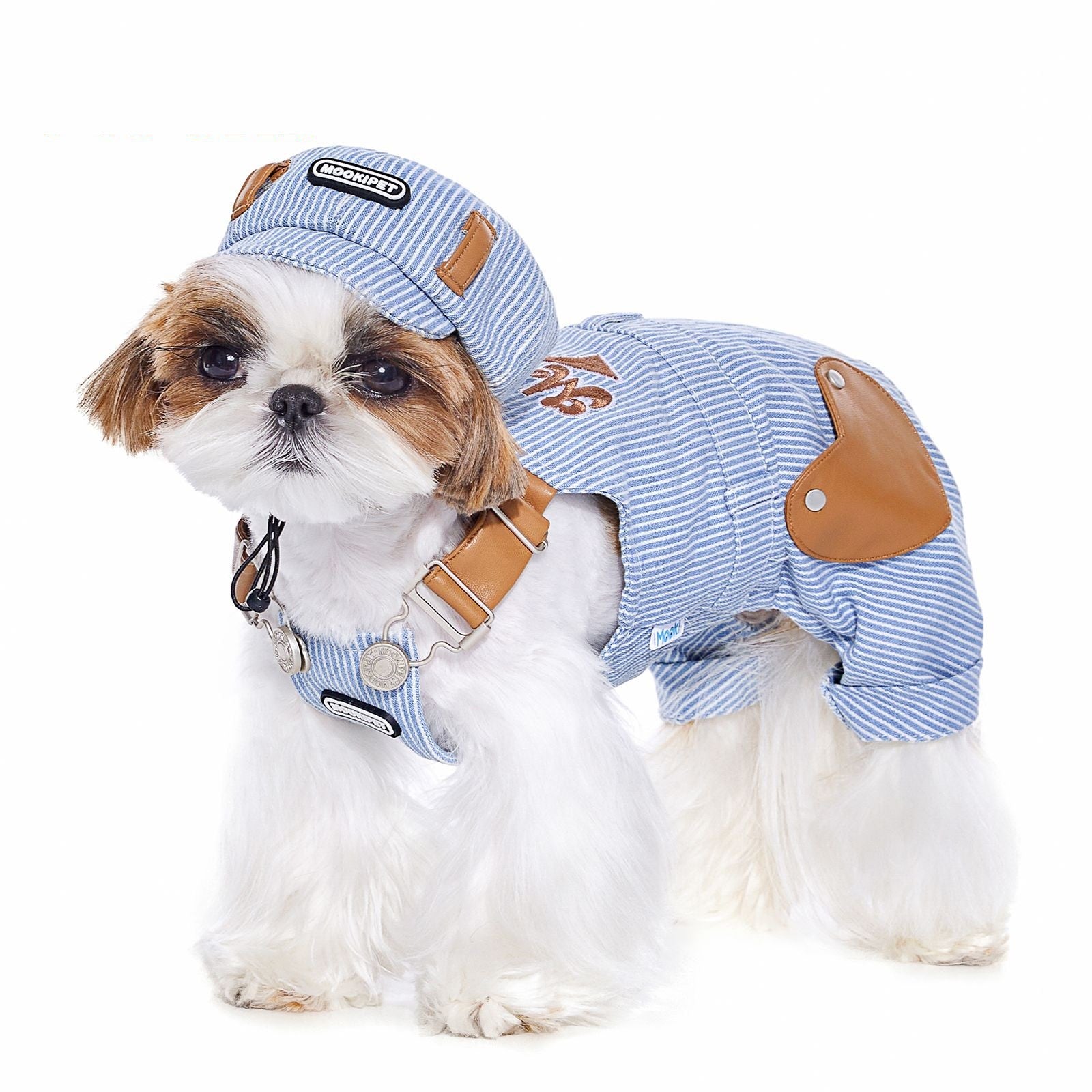 denim suspender pants small dog bichon schnauzer four seasons UK Happy Furry