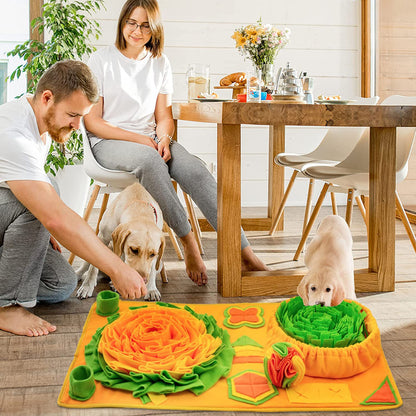 Interactive pet snuffle mat designed for enrichment, slow feeding and scent training activities.