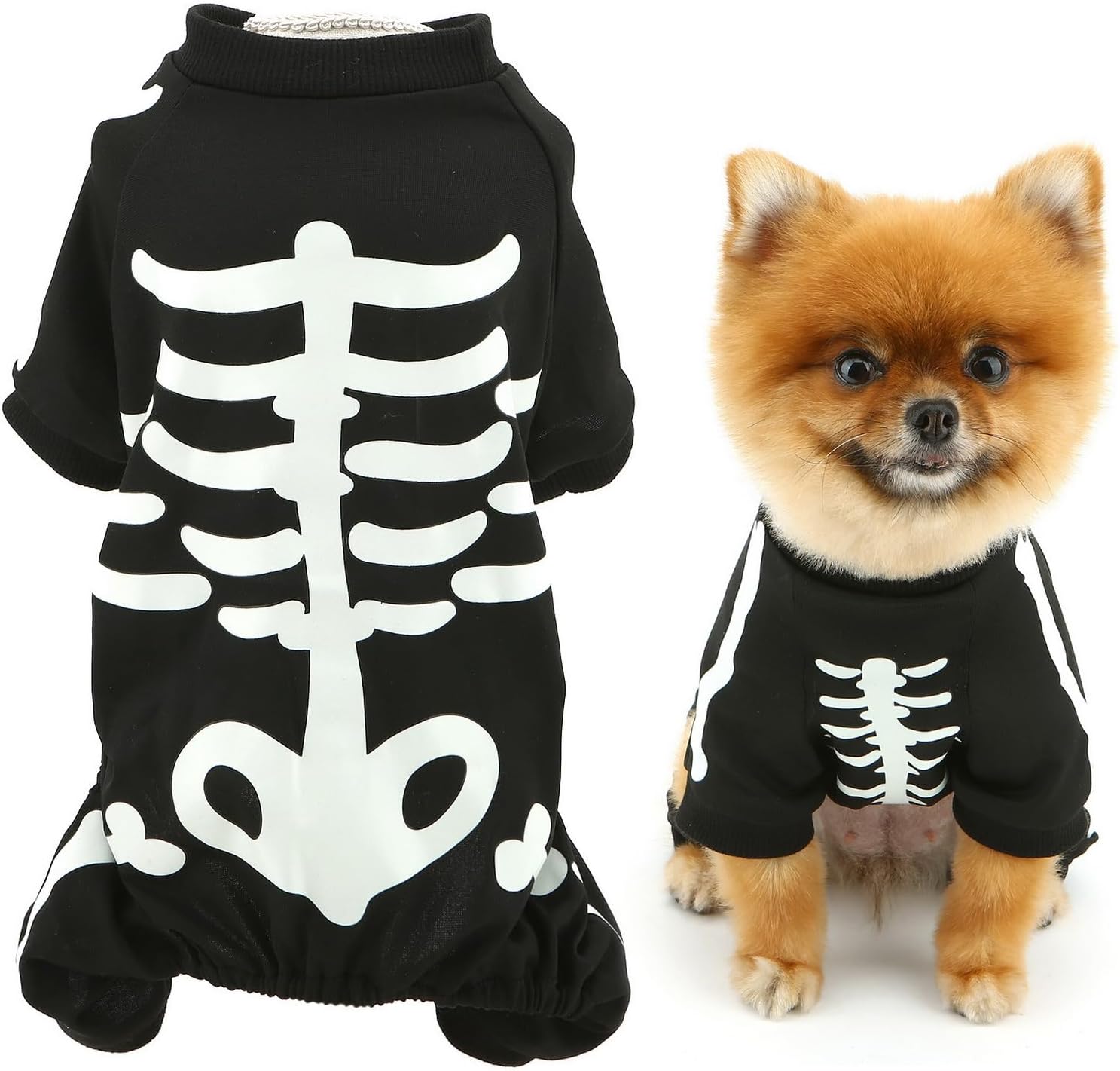 glow dark skeleton jumpsuit halloween skull puppy pajamas dog UK Happy Furry