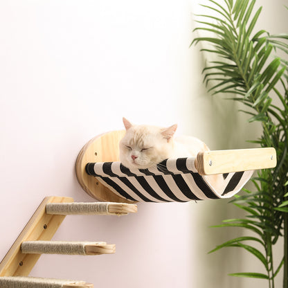 pine wood cat climbing frame wall hammock staircase space capsule UK Happy Furry